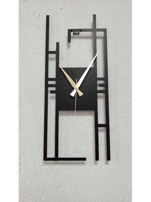 Carisma Metal Siyah Dikdörtgen Duvar Saati - Ev / Ofis Saati - Hediye Saat - 60 x 26 cm