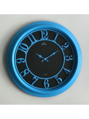 1963-P Premium Kabartma Rakamlı Duvar Saati Mavi