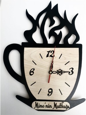 Siyah Bardak Figürlü Mutfak Duvar Saati