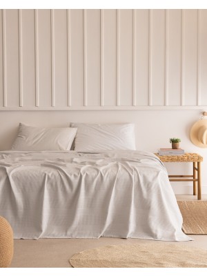 Mathilda Çift Kişilik %100 Pamuk Karde Düz Pike - Açık Gri