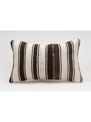 El Yapımı Kilimden Yapılmış Vintage Kırlent Kılıfı, Yün, 30X50 cm