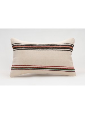 El Yapımı Kilimden Yapılmış Vintage Kırlent Kılıfı, Yün, 30X50 cm