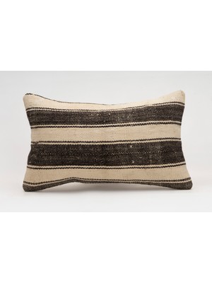 El Yapımı Kilimden Yapılmış Vintage Kırlent Kılıfı, Yün, 30X50 cm