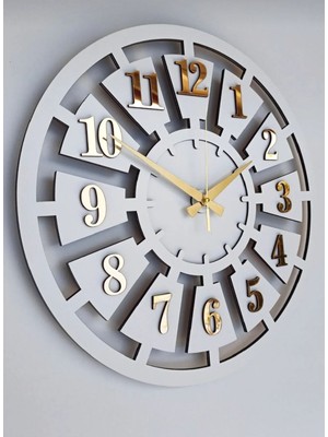 Beyaz Rakam Detaylı Duvar Saati 40 cm