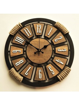 Ahşap Halatlı Dekoratif Duvar Saati