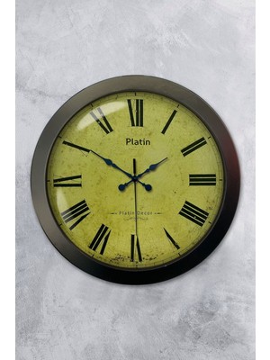 Hediyelik 36 cm Siyah Metal Roma Rakamlı Duvar Saati