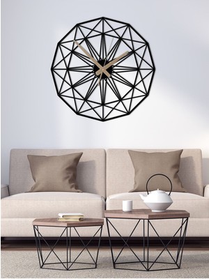 Dekoratif Modern Sessiz Siyah Metal Duvar Saati 60X60CM