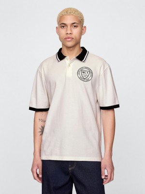Gap Erkek Beyaz Athletic Gap Logo Pique Polo T-Shirt