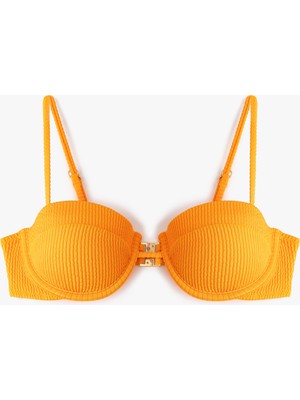 Koton Çıkarılabilir Askılı Dokulu Balenli Straplez Bikini Üst