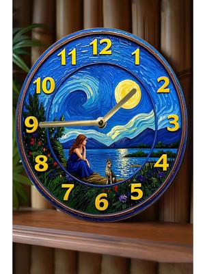 Sessiz Yuvarlak Ahşap Duvar Saati, Kuvars Hareketli 3D Görünümlü 2d Saat