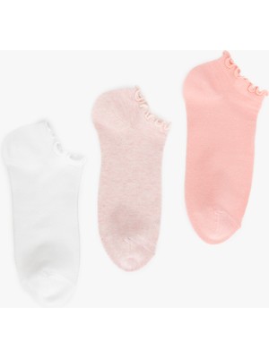 Koton 3'lü Çok Renkli Fırfırlı Patik Çorap Seti