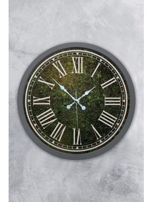 Hediyelik 36 cm Beyaz Metal Çimen Yeşili Duvar Saati