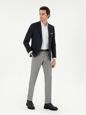 Cacharel Erkek Gri Slim Fit Yün Klasik Pantolon 50305818-VR024