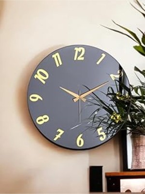 Premium Serisi Aynalı 50 cm Sessiz Akar Duvar Saati Füme