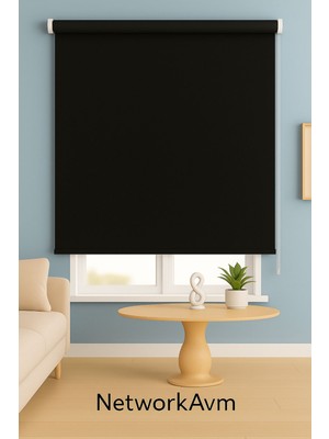 Ithal Kalın Siyah Beyaz Zebra Stor Güneşlik Perde Etek Dilimsiz(Alüminyum Kasa Metal Ayak)