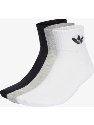 Adidas Originals Mid Crew Unisex Siyah/beyaz/gri 3'lü Çorap.-