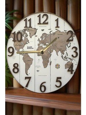 Sessiz Yuvarlak Ahşap Duvar Saati, Kuvars Hareketli 3D Görünümlü 2d Saat SDW125