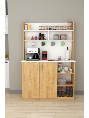 Modern Kahve Köşesi Dolabı %100 MDF Çok Amaçlı Erzak Depolama Dolabı KAHVE02