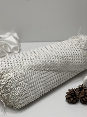 Pvc Plastik Örme Beyaz Dekoratif Hasır Hazeran 45 cm