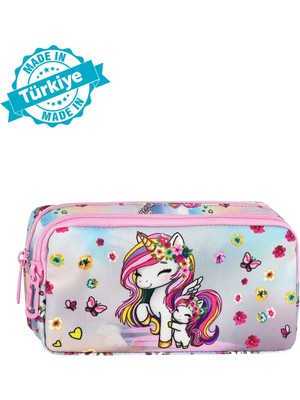 Waddell Pembe Unicorn Desenli 2 Cepli Kalem Kutusu,kalemlik