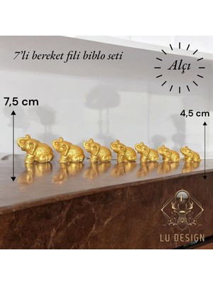 7'li Gold Renk Bereket Fil Seti & Taş Tozu & Ev Dekorasyon & Biblo
