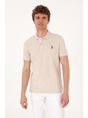 U.S. Polo Assn. Erkek Slim Fit Polo Yaka Taş Basic Tişört 50310669-VR049