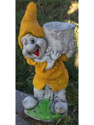 Sepet Taşıyan Cüce Turuncu Bahçe Heykeli Biblosu