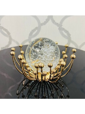 Dekoratif Metal Damlalı Cam Küre Gold Obje