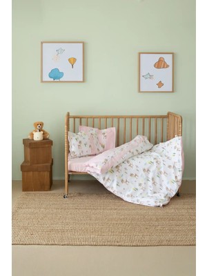 Sallhome Pembe Ceylan Desenli Nevresim Takımı – %100 Pamuk Bebek Yatak Seti