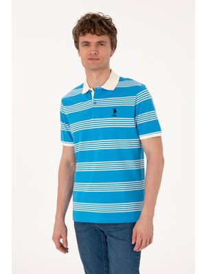 U.S. Polo Assn. Erkek Regular Fit Polo Yaka Turkuaz Çizgili Tişört 50306826-VR093