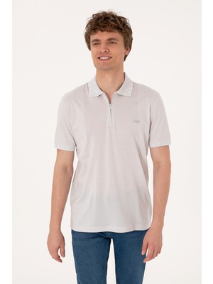 U.S. Polo Assn. Erkek Regular Fit Fermuarlı Açık Gri Tişört 50300363-VR001