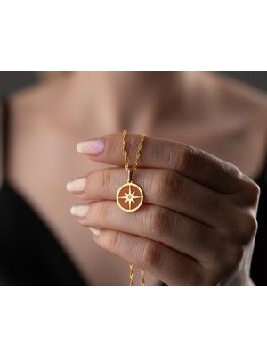 925 Ayar Özel Pırlanta Turuncu Kutup Yıldızı