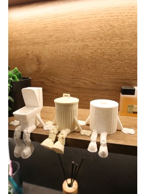 3'lü Ayaklı Banyo Seti - Sevimli Banyo Köşesi Seti - Ayaklı Figür