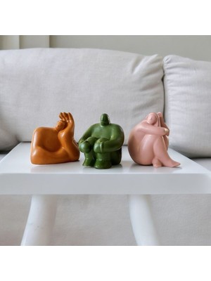 Soyut Düşünen Insan Biblo 3'lü Set, Ev Dekorasyon, Masa Süslemesi Heykel Seti Biblo, Oda Dekorasyon