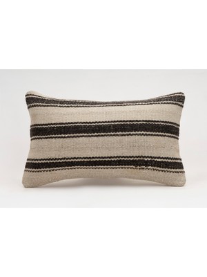 El Yapımı Kilimden Yapılmış Vintage Kırlent Kılıfı, Yün, 30X50 cm