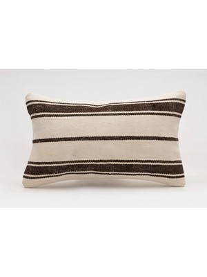 El Yapımı Kilimden Yapılmış Vintage Kırlent Kılıfı, Yün, 30X50 cm