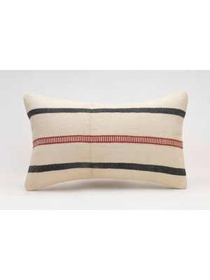 El Yapımı Kilimden Yapılmış Vintage Kırlent Kılıfı, Yün, 30X50 cm