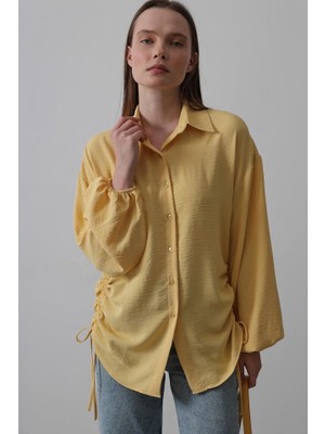 Modavera Biye Detaylı Ayrobin Gömlek - Sarı