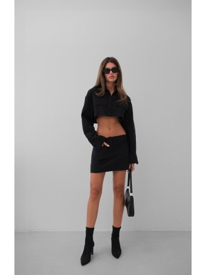 Modavera Düğme Detay Crop Ceket