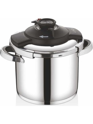 5108 - 2 Parça - Indüksiyonlu Ocak Uyumlu, 22 cm - 5,0 Litre Otomatik ve Karizmatik, Düdüklü Tencere, Gümüş Gövde, Siyah Detay