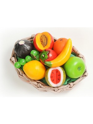 Dekoratif Kokulu Meyve Sabunu Sepeti - 9 Adet Meyveli Renkli Kağıt Örme Sepetli