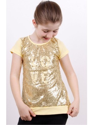 Toontoy Kız Çocuk Önü Komple Pullu Tişört