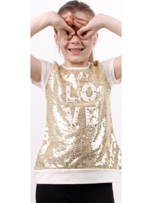 Toontoy Kız Çocuk Önü Komple Pullu Tişört