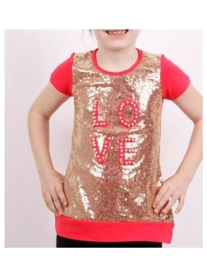 Toontoy Kız Çocuk Önü Komple Pullu Tişört