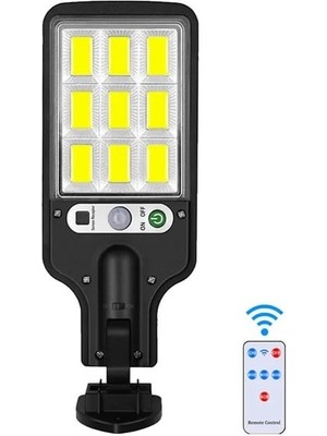 Uzaktan Kumandalı 6 Gözlü 120 Led'li Solar 3 Modlu Hareket Sensörlü Su Geçirmez Bahçe-Kapı Önü Sokak Lambası Projektör