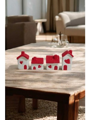 4lü Kalpli Evler, Büyük 10 cm Iskandinav Dekoratif Bohem Biblo, Sevgililer Günü 14 Şubat Hediyelik