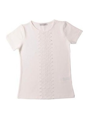 Toontoy Kız Çocuk Önü Dantelli Okul Tişört