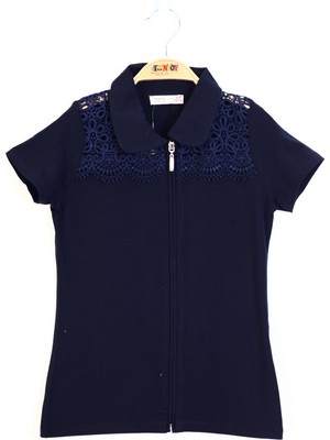 Toontoy Kız Çocuk Fermuar Kaptamalı Tişört