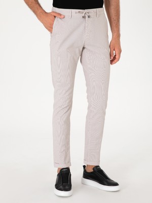 Cacharel Bej Slim Fit Gofreli Beli Bağcıklı Spor Pantolon 50305618 VR011