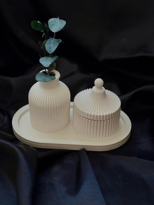 Beyaz Bohem Set Beton Dekoratif Set (3 Parça)